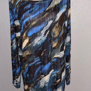 Susan Graver Multicolor Abstract Long Sleeve Top